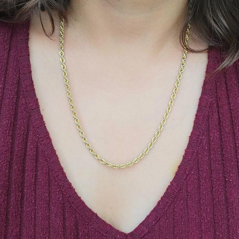 Vintage Classic Simple Gold Rope Necklace Chain - Picture 2 of 5